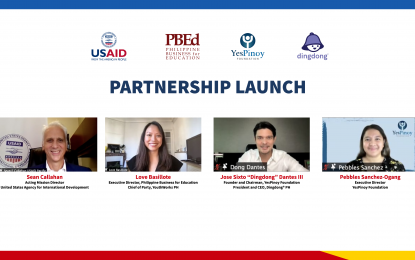 YOUTH EMPOWERMENT. USAID acting Mission Director Sean Callahan, YouthWorks PH chief of party Love Basillote, YesPinoy Foundation founder and chair Dingdong Dantes, and YesPinoy Foundation executive director Pebbles Sanchez-Ogang grace the virtual launch of the Delivery Service Riders Training Program on Friday (Sept. 3, 2021). The partnership of the US-backed YouthWorks PH and YesPinoy Foundation will expand training and job opportunities for the youth in the courier industry. (Photo courtesy of US Embassy in Manila)